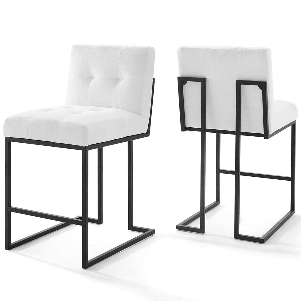Modway - Privy Black Stainless Steel Upholstered Fabric Counter Stool (Set of 2) - EEI-4156-BLK-WHI veiw 1