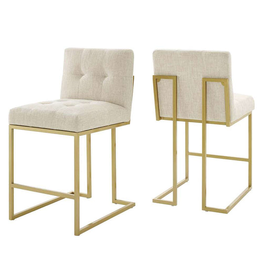 Modway - Privy Counter Stool Upholstered Fabric (Set of 2) - EEI-5571-GLD-BEI veiw 1