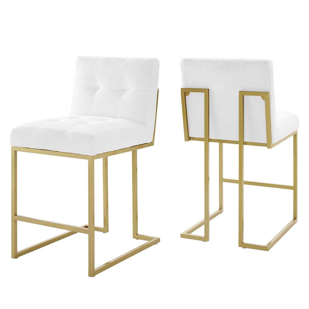Modway - Privy Counter Stool Upholstered Fabric (Set of 2) - EEI-5571-GLD-WHI veiw 1