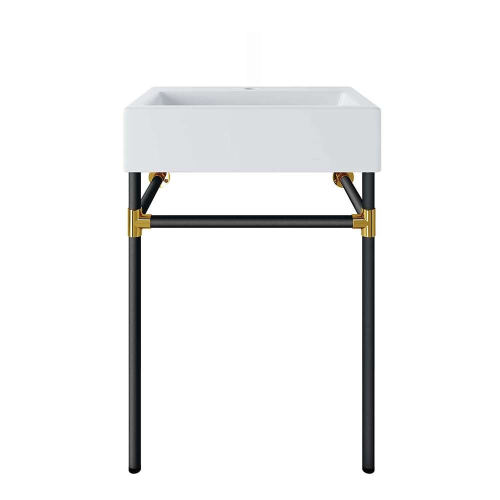 Modway - Redeem 24in Wall-Mount Black Stainless Steel Bathroom Vanity - EEI-5537-BLK-WHI veiw 1