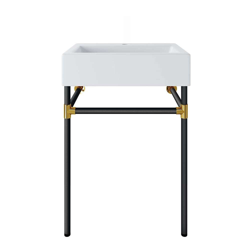 Modway - Redeem 24in Wall-Mount Black Stainless Steel Bathroom Vanity - EEI-5537-BLK-WHI veiw 2