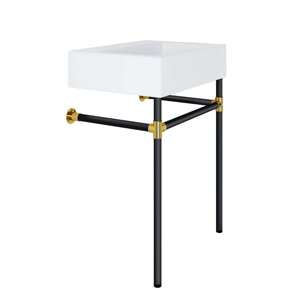 Modway - Redeem 24in Wall-Mount Black Stainless Steel Bathroom Vanity - EEI-5537-BLK-WHI veiw 4
