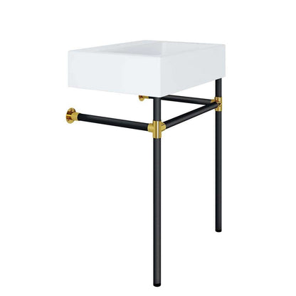 Modway - Redeem 24in Wall-Mount Black Stainless Steel Bathroom Vanity - EEI-5537-BLK-WHI veiw 4