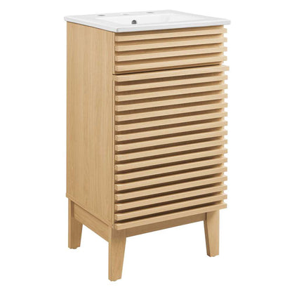 Modway - Render 18in Bathroom Vanity Cabinet - EEI-5420-OAK-WHI veiw 2