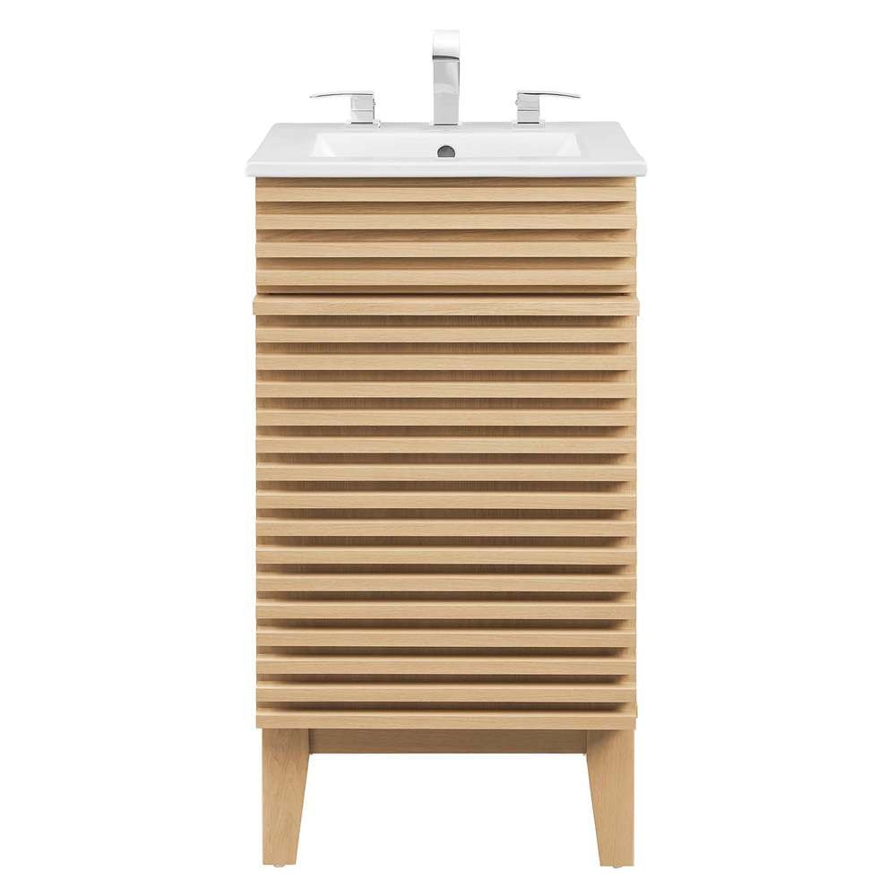 Modway - Render 18in Bathroom Vanity Cabinet - EEI-5420-OAK-WHI veiw 4