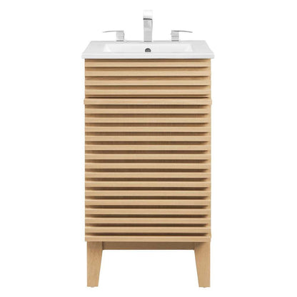 Modway - Render 18in Bathroom Vanity Cabinet - EEI-5420-OAK-WHI veiw 4