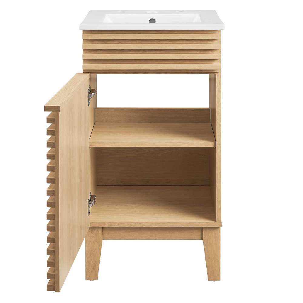 Modway - Render 18in Bathroom Vanity Cabinet - EEI-5420-OAK-WHI veiw 5