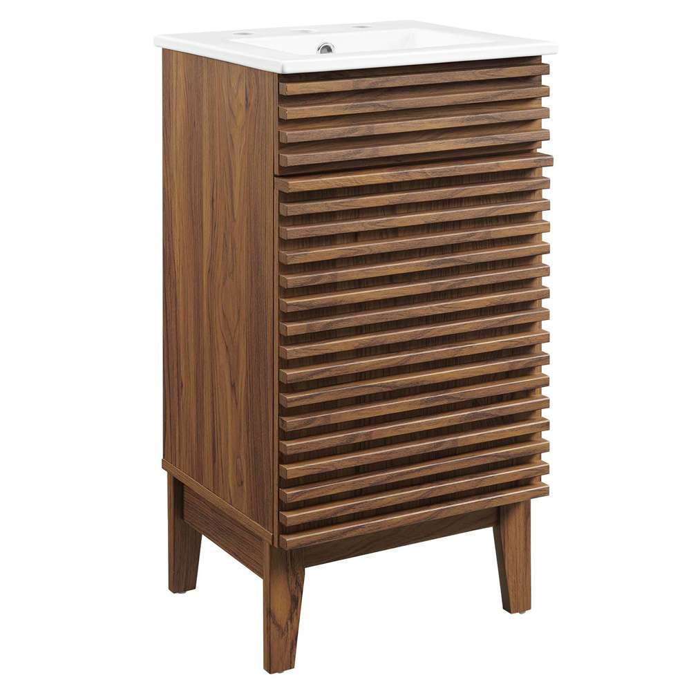 Modway - Render 18in Bathroom Vanity Cabinet - EEI-5420-WAL-WHI veiw 2