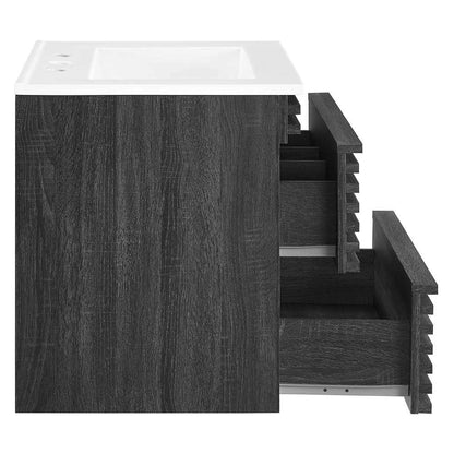 Modway - Render 24in Wall-Mount Bathroom Vanity - EEI-4433-CHA-WHI veiw 3