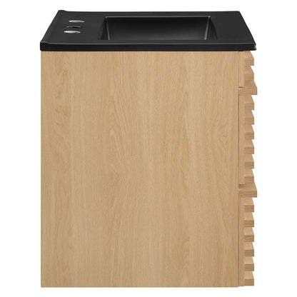 Modway - Render 24in Wall-Mount Bathroom Vanity - EEI-5364-OAK-BLK veiw 3