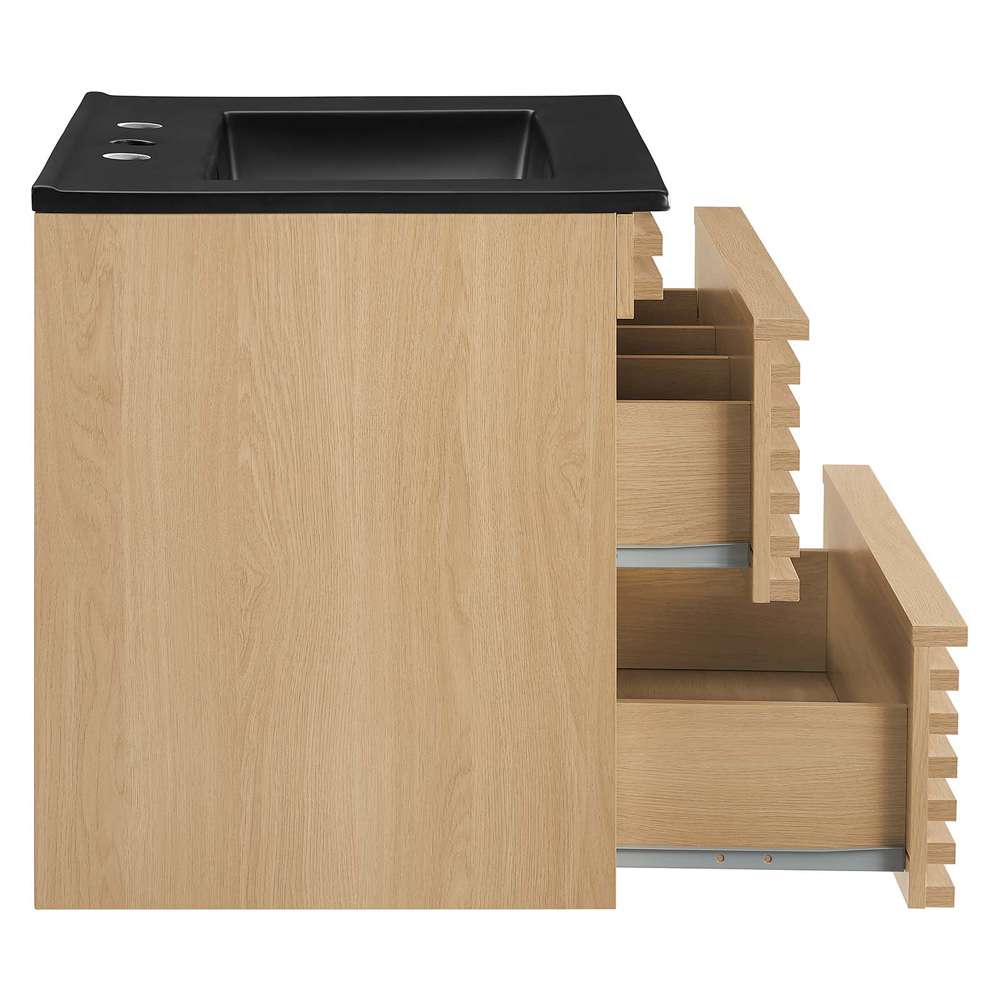Modway - Render 24in Wall-Mount Bathroom Vanity - EEI-5364-OAK-BLK veiw 4