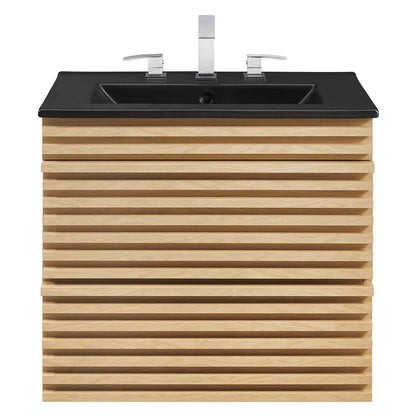 Modway - Render 24in Wall-Mount Bathroom Vanity - EEI-5364-OAK-BLK veiw 5