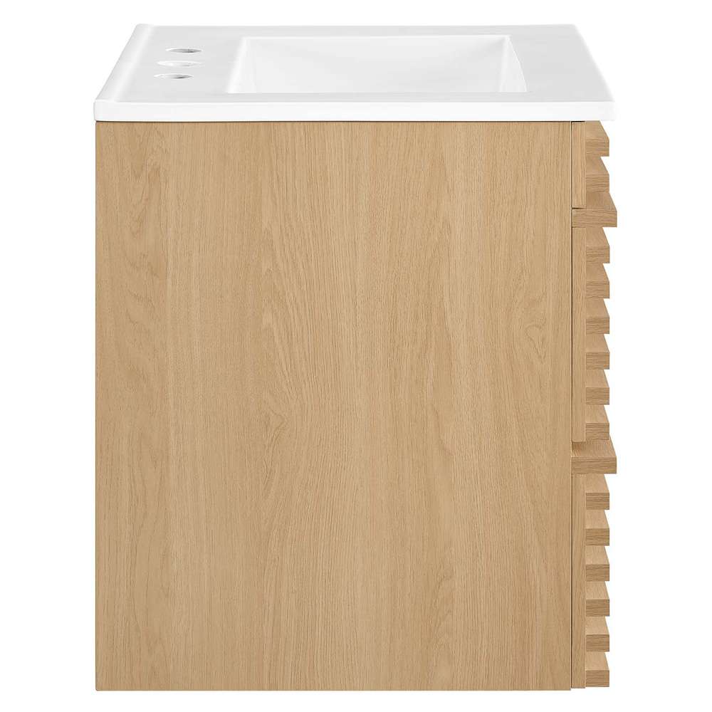 Modway - Render 24in Wall-Mount Bathroom Vanity - EEI-4433-OAK-WHI veiw 4