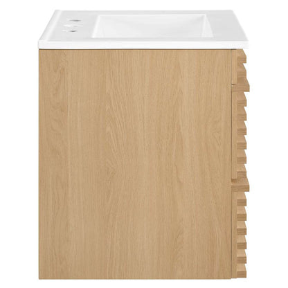 Modway - Render 24in Wall-Mount Bathroom Vanity - EEI-4433-OAK-WHI veiw 4