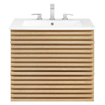 Modway - Render 24in Wall-Mount Bathroom Vanity - EEI-4433-OAK-WHI veiw 5