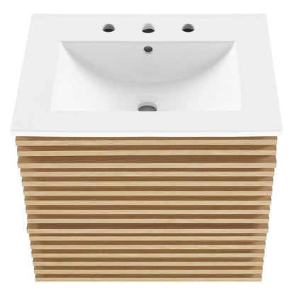 Modway - Render 24in Wall-Mount Bathroom Vanity - EEI-4433-OAK-WHI veiw 6