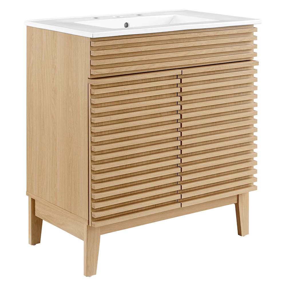 Modway - Render 30in Bathroom Vanity Cabinet - EEI-5422-OAK-WHI veiw 1