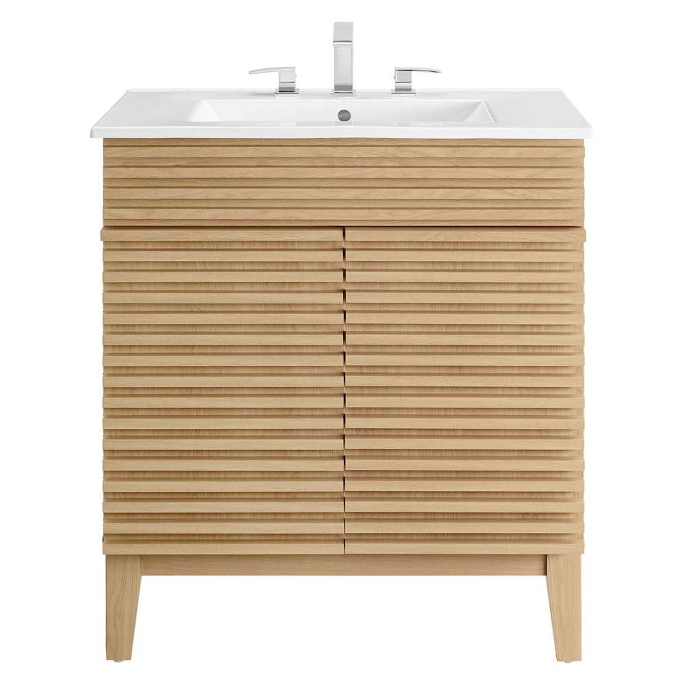 Modway - Render 30in Bathroom Vanity Cabinet - EEI-5422-OAK-WHI veiw 4