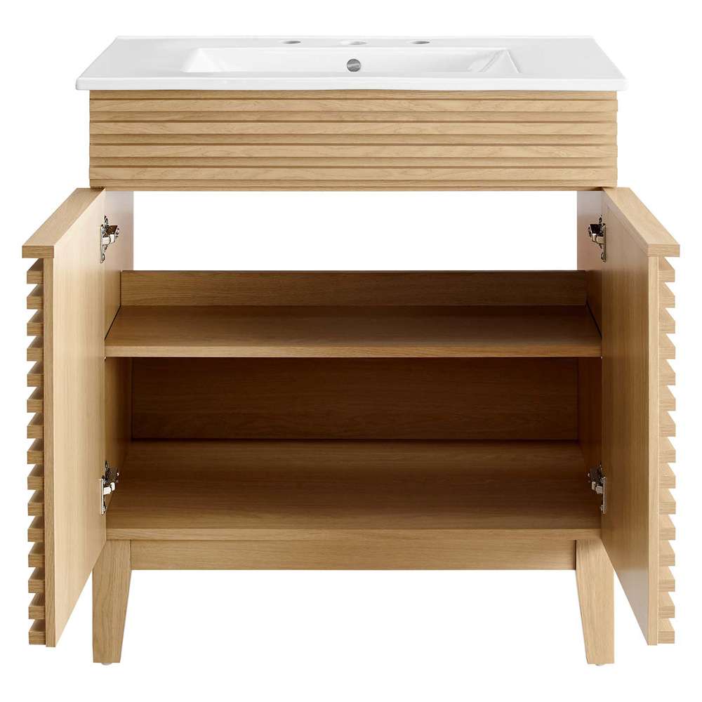 Modway - Render 30in Bathroom Vanity Cabinet - EEI-5422-OAK-WHI veiw 5