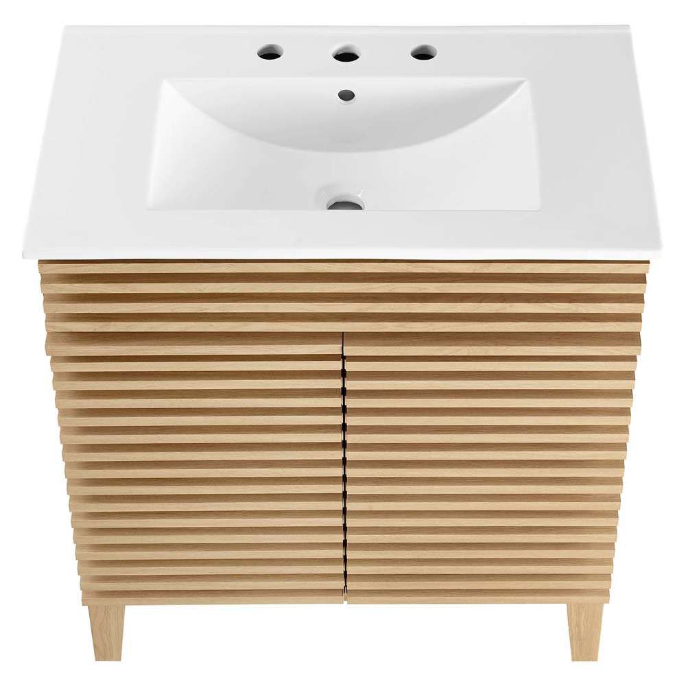 Modway - Render 30in Bathroom Vanity Cabinet - EEI-5422-OAK-WHI veiw 6