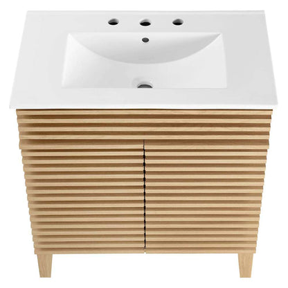 Modway - Render 30in Bathroom Vanity Cabinet - EEI-5422-OAK-WHI veiw 6