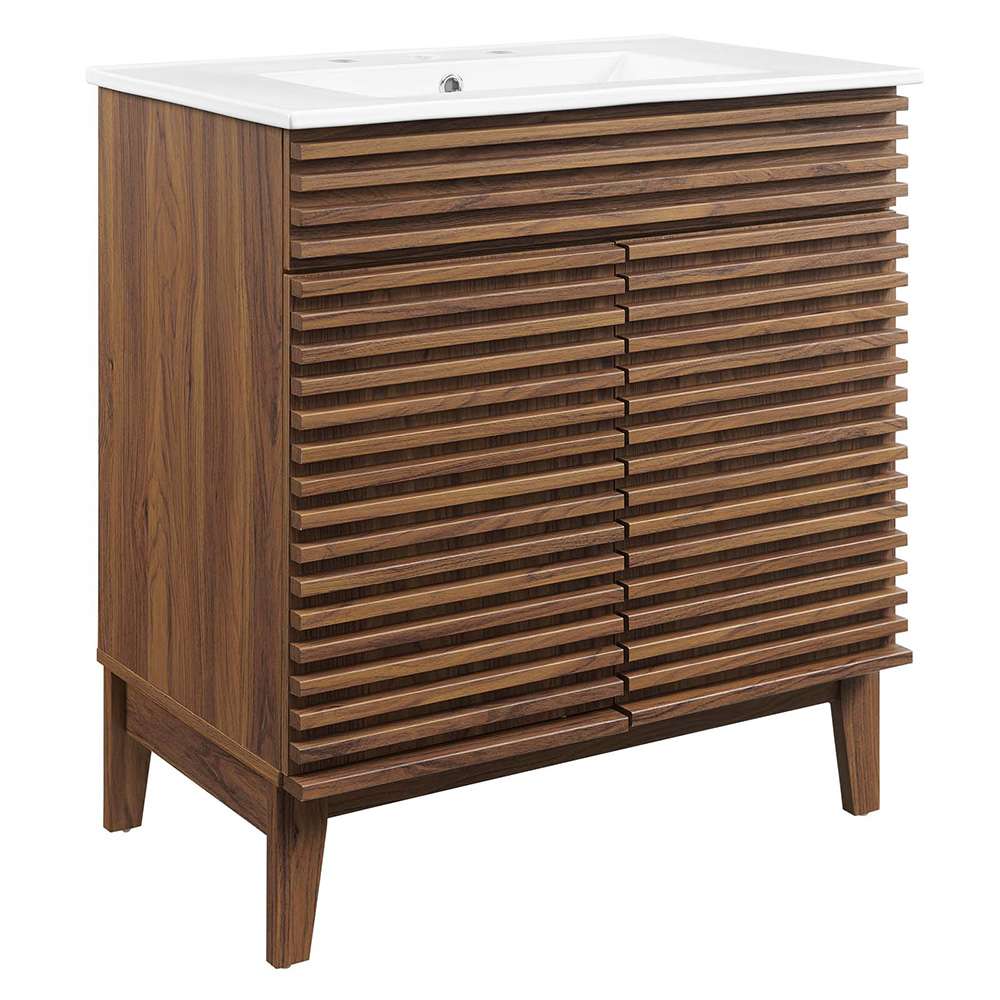 Modway - Render 30in Bathroom Vanity Cabinet - EEI-5422-WAL-WHI veiw 1