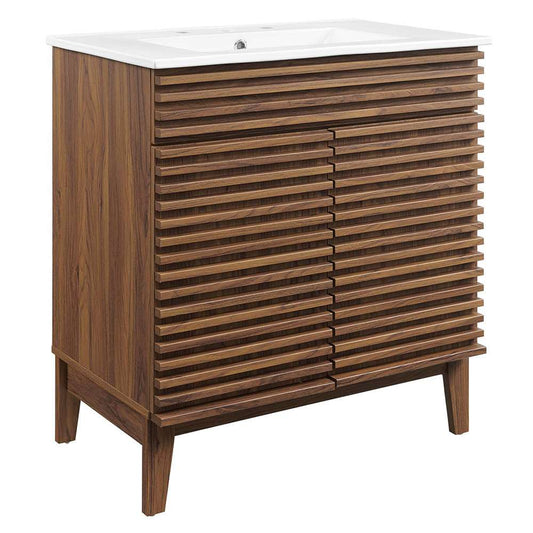 Modway - Render 30in Bathroom Vanity Cabinet - EEI-5422-WAL-WHI veiw 1