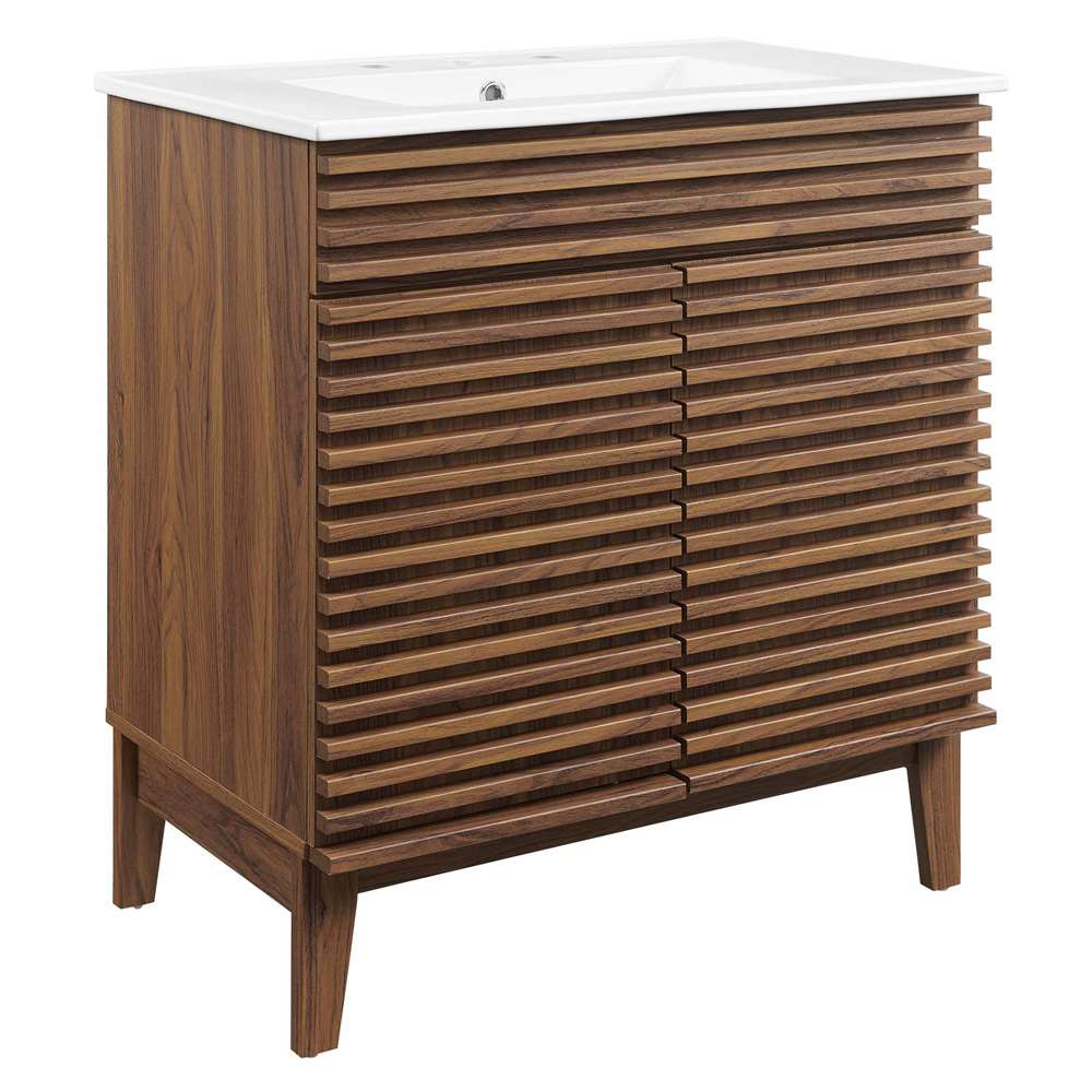 Modway - Render 30in Bathroom Vanity Cabinet - EEI-5422-WAL-WHI veiw 2