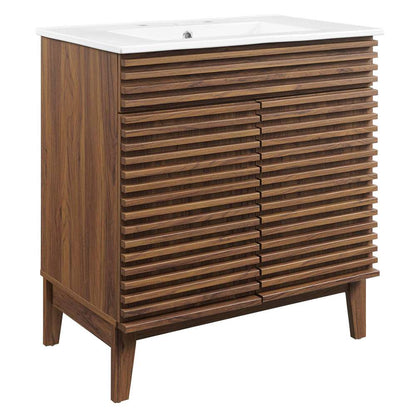 Modway - Render 30in Bathroom Vanity Cabinet - EEI-5422-WAL-WHI veiw 2