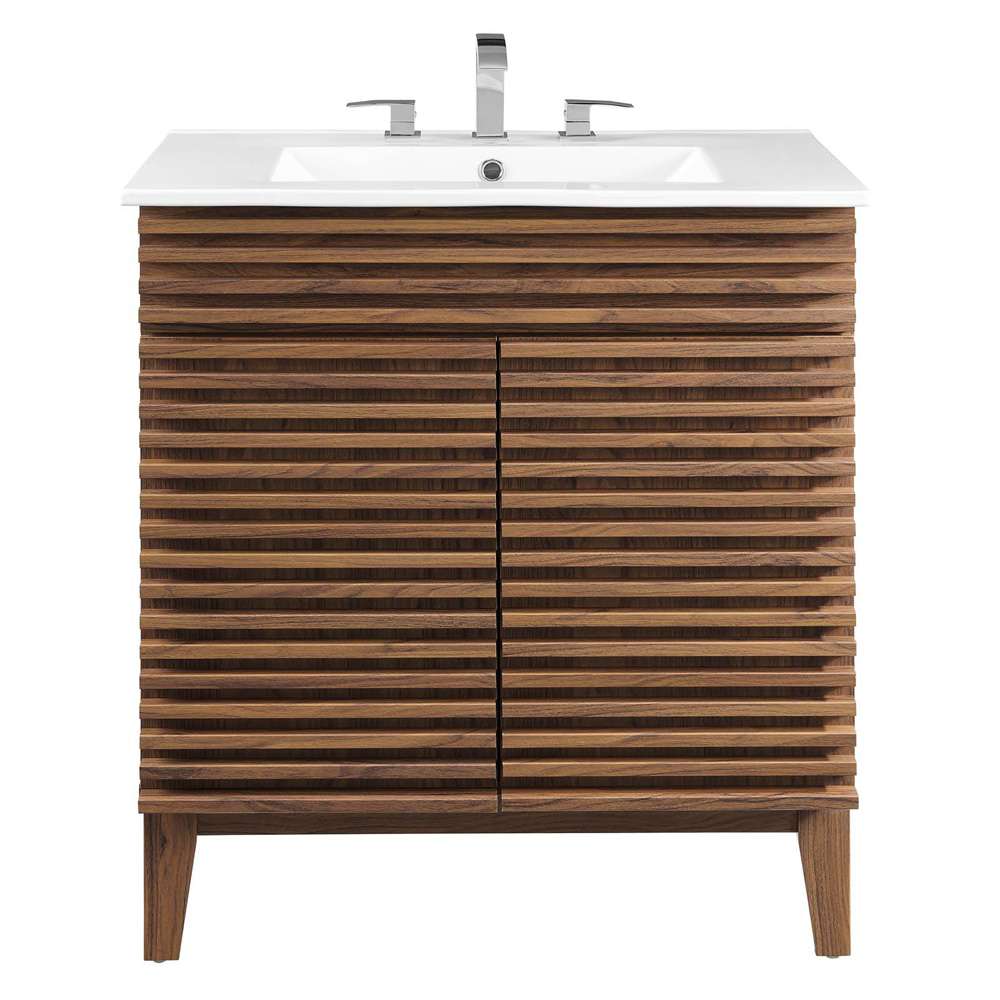 Modway - Render 30in Bathroom Vanity Cabinet - EEI-5422-WAL-WHI veiw 3