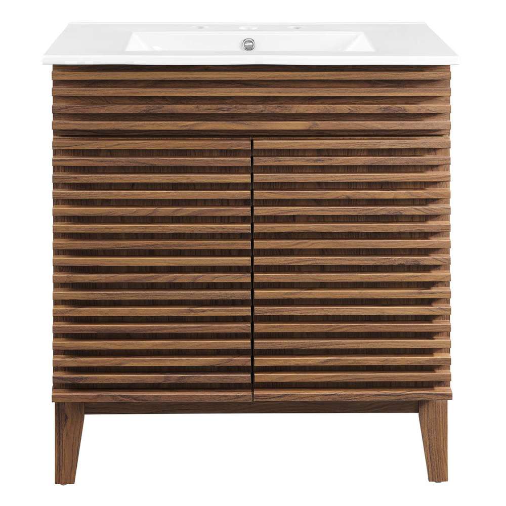 Modway - Render 30in Bathroom Vanity Cabinet - EEI-5422-WAL-WHI veiw 4
