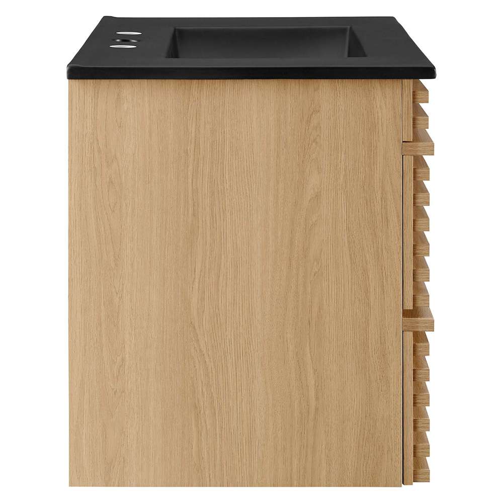Modway - Render 30in Wall-Mount Bathroom Vanity - EEI-5417-OAK-BLK veiw 3