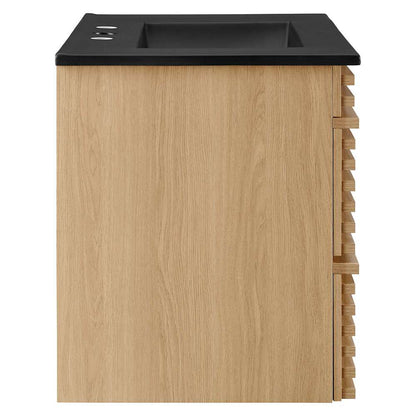 Modway - Render 30in Wall-Mount Bathroom Vanity - EEI-5417-OAK-BLK veiw 3