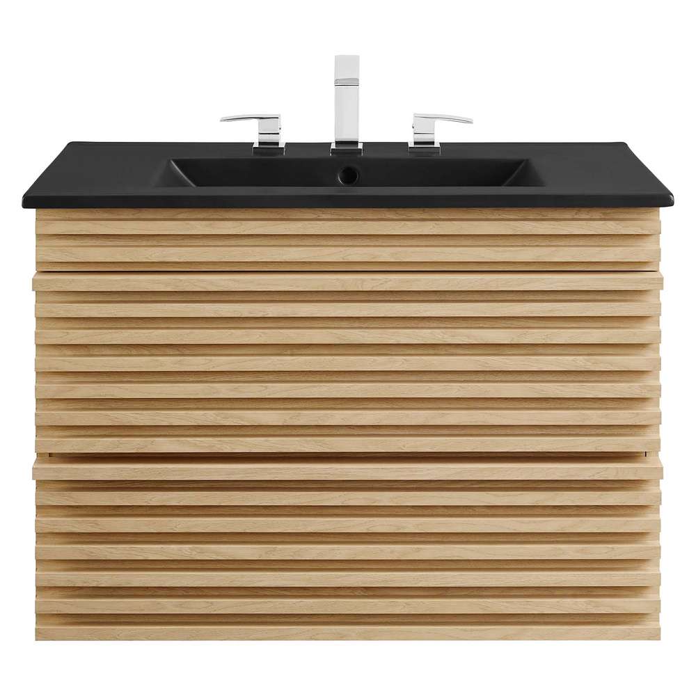 Modway - Render 30in Wall-Mount Bathroom Vanity - EEI-5417-OAK-BLK veiw 4