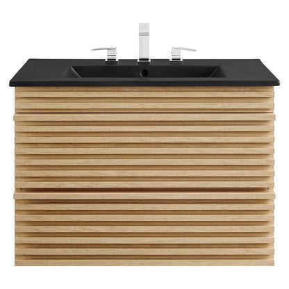 Modway - Render 30in Wall-Mount Bathroom Vanity - EEI-5417-OAK-BLK veiw 4