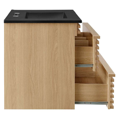 Modway - Render 30in Wall-Mount Bathroom Vanity - EEI-5417-OAK-BLK veiw 5