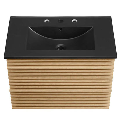 Modway - Render 30in Wall-Mount Bathroom Vanity - EEI-5417-OAK-BLK veiw 6