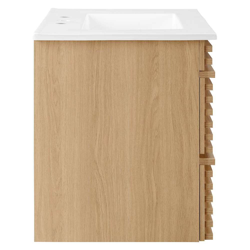 Modway - Render 30in Wall-Mount Bathroom Vanity - EEI-5421-OAK-WHI veiw 5