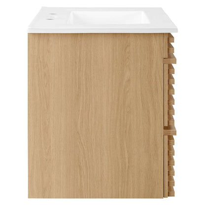 Modway - Render 30in Wall-Mount Bathroom Vanity - EEI-5421-OAK-WHI veiw 5