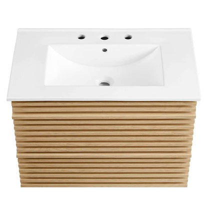 Modway - Render 30in Wall-Mount Bathroom Vanity - EEI-5421-OAK-WHI veiw 6