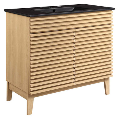 Modway - Render 36in Bathroom Vanity - EEI-5396-OAK-BLK veiw 1