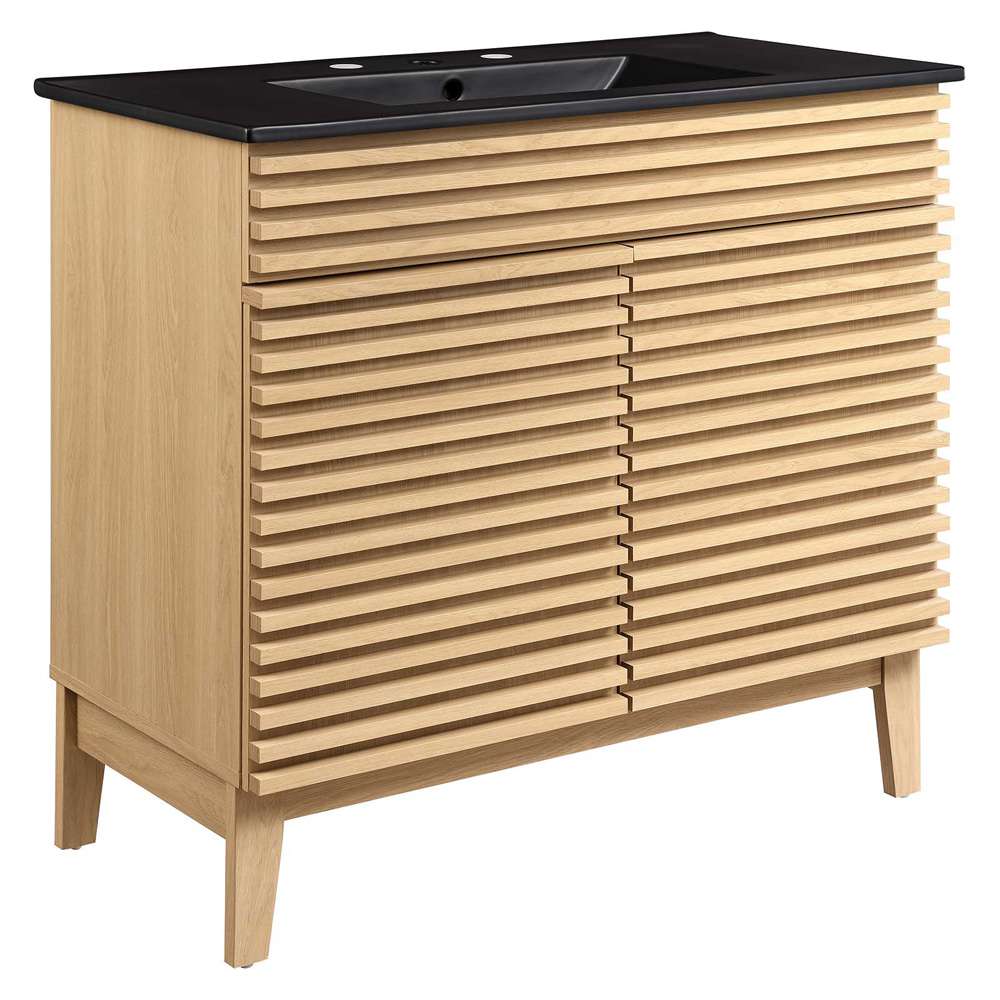 Modway - Render 36in Bathroom Vanity - EEI-5396-OAK-BLK veiw 2