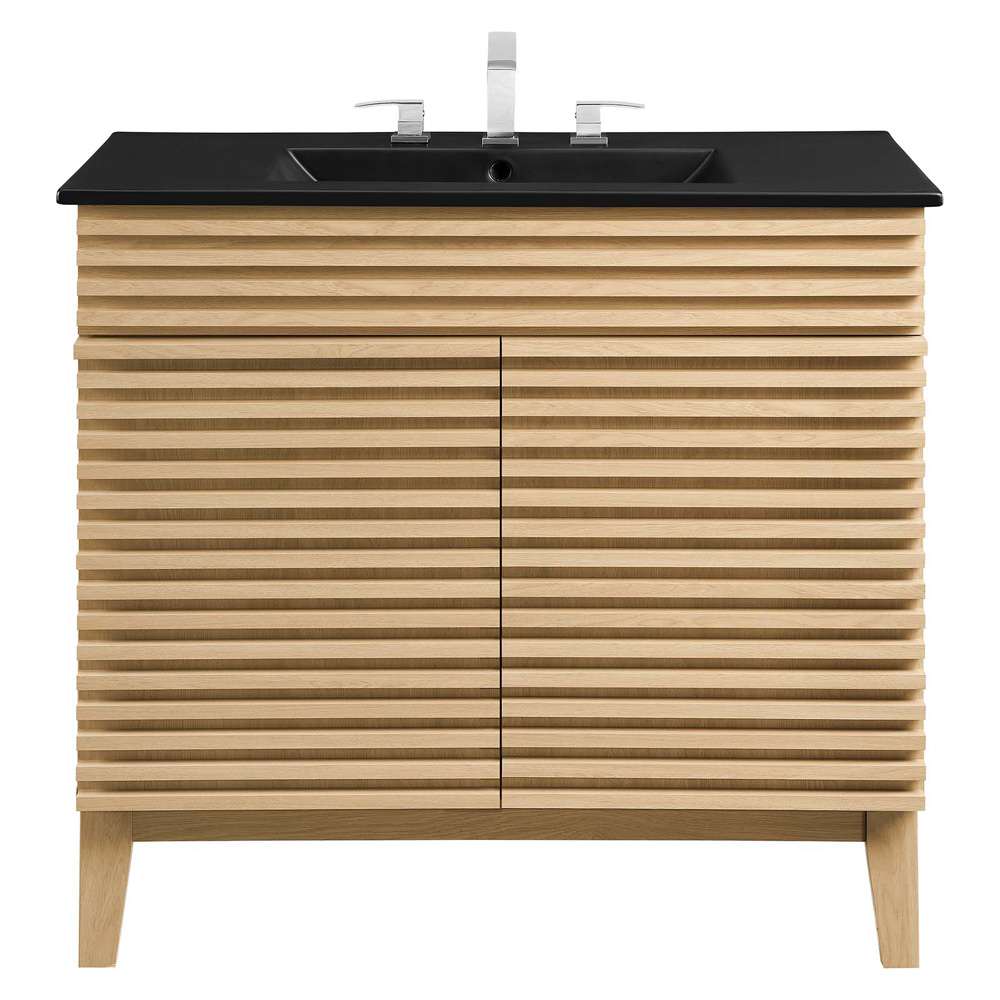Modway - Render 36in Bathroom Vanity - EEI-5396-OAK-BLK veiw 3