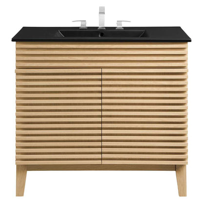 Modway - Render 36in Bathroom Vanity - EEI-5396-OAK-BLK veiw 3
