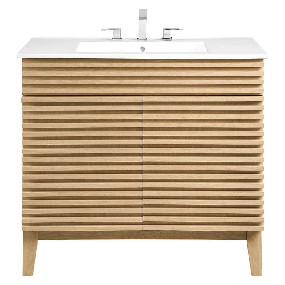 Modway - Render 36in Bathroom Vanity - EEI-4437-OAK-WHI veiw 3