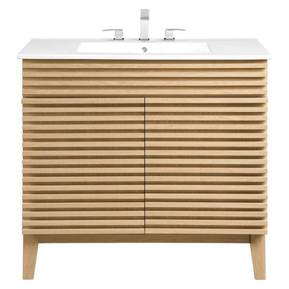Modway - Render 36in Bathroom Vanity - EEI-4437-OAK-WHI veiw 3