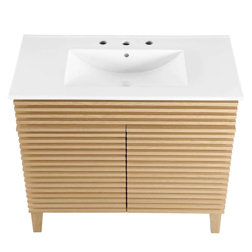 Modway - Render 36in Bathroom Vanity - EEI-4437-OAK-WHI veiw 6