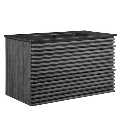 Modway - Render 36in Wall-Mount Bathroom Vanity - EEI-5395-CHA-BLK veiw 1