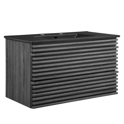 Modway - Render 36in Wall-Mount Bathroom Vanity - EEI-5395-CHA-BLK veiw 2