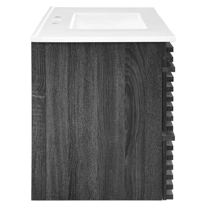 Modway - Render 36in Wall-Mount Bathroom Vanity - EEI-4436-CHA-WHI veiw 4
